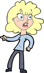 cartoon worried woman pointing