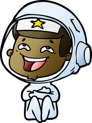 cartoon laughing astronaut