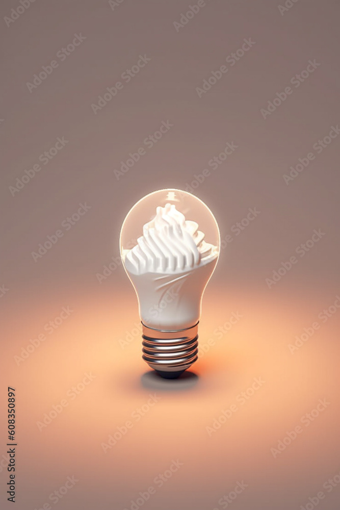 Leinwandbilder a delicate paper-cut artwork of a lightbulb as the centerpiece of a thought bubble, showcasing the p