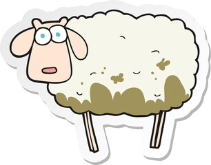 sticker of a cartoon muddy sheep