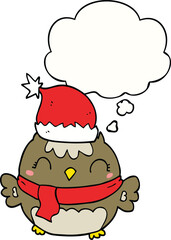 cute christmas owl with thought bubble