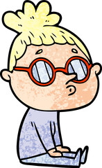 cartoon woman wearing glasses