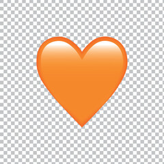 Orange heart emoji isolated on white background. Emoticons symbol modern, simple, vector, printed on paper. icon for website design, mobile app, and UI. Vector Illustration
