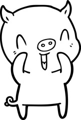 happy cartoon pig