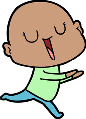 happy cartoon bald man