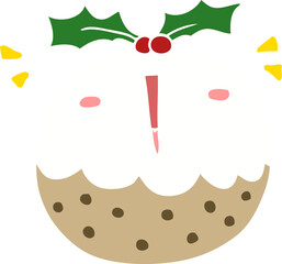 cute flat color style cartoon christmas pudding
