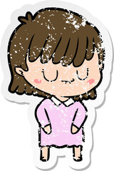 distressed sticker of a cartoon woman