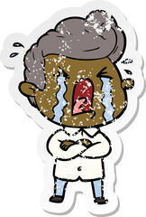 Fototapeta premium distressed sticker of a cartoon crying man