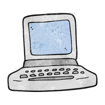 freehand textured cartoon old computer