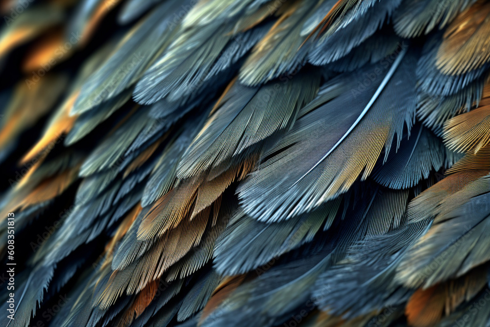 Poster a macro photograph of feather barbs and vanes, showcasing the intricate details and unique textures 