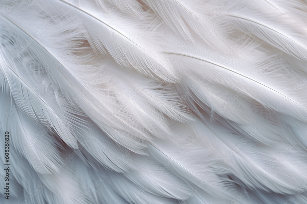 Poster a close-up photograph of a down feather, with its soft and fluffy texture beautifully captured, gene