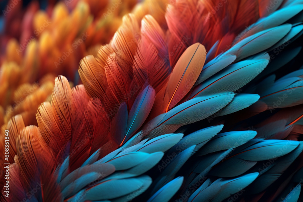 Poster a macro photograph of feather barbs and vanes, showcasing the intricate details and unique textures 