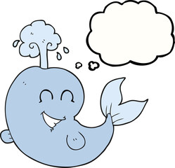 freehand drawn thought bubble cartoon whale spouting water