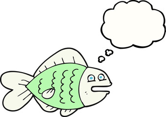 freehand drawn thought bubble cartoon funny fish