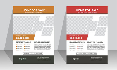 Modern Real Estate Business Corporate Flyer Brochure Cover Template Design With Two Color Variation