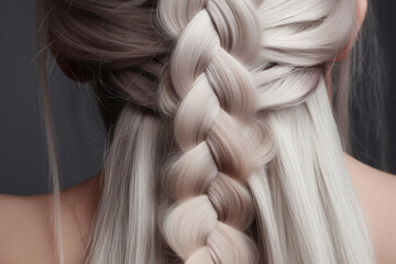 woman with braided hair, back rear, created with Generative AI Technology