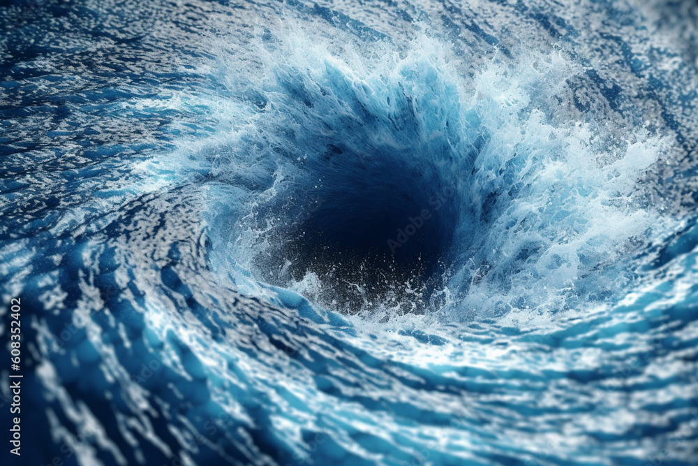 Aufkleber An artistic representation of a water vortex or whirlpool, symbolizing the transformative and powerful nature of water.  Generative AI technology.