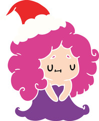 hand drawn christmas cartoon of kawaii girl