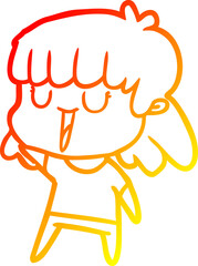 warm gradient line drawing of a cartoon woman