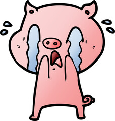 crying pig cartoon