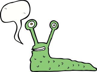 cartoon slug with speech bubble