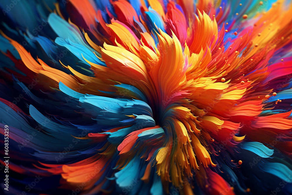 Poster an abstract digital painting with swirling patterns and vibrant colors, invoking a sense of energy, 