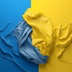 Creative Ukrainian flag fabric. created with generative AI technology.