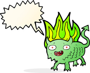 cartoon little demon with speech bubble