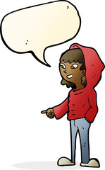 cartoon pointing teenager with speech bubble