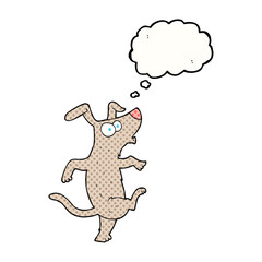 freehand drawn thought bubble cartoon dancing dog