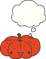 cartoon pumpkin with thought bubble