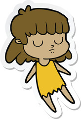 sticker of a cartoon indifferent woman