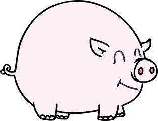 hand drawn quirky cartoon pig