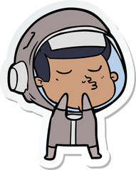 Naklejka premium sticker of a cartoon confident astronaut