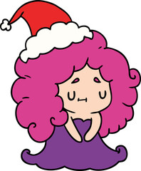 Obraz premium hand drawn christmas cartoon of kawaii girl