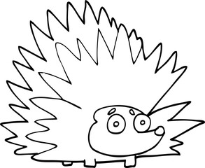 line drawing cartoon spiky hedgehog