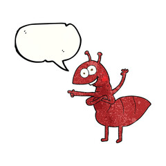 freehand speech bubble textured cartoon ant