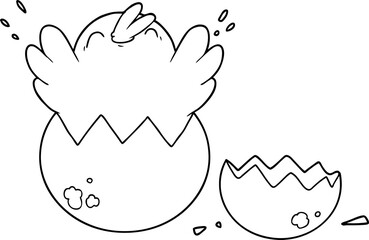 cartoon chick hatching from egg