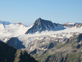 Beautiful montane landscape. Alpine climbing. Sunset in the mountains. The Tsautsasus is a region spanning Europe and Asia. Elbrus region. Mountains landscape. oetztal alps, tyrol, austria, europe