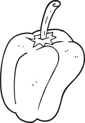 freehand drawn black and white cartoon pepper