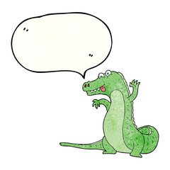 freehand speech bubble textured cartoon crocodile