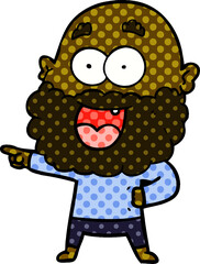 cartoon crazy happy man with beard