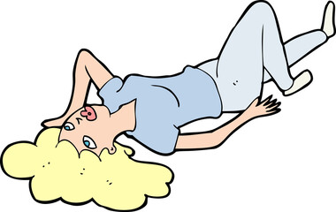 cartoon woman lying on floor