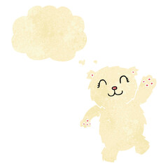 cartoon waving polar bear with thought bubble