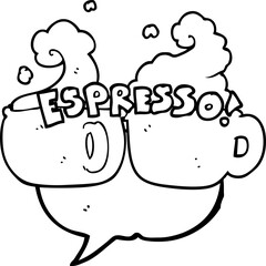 freehand drawn speech bubble cartoon espresso