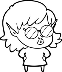 pretty cartoon elf girl with sunglasses
