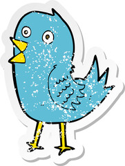 retro distressed sticker of a cartoon bluebird