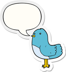 cartoon bird with speech bubble sticker