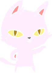 flat color style cartoon cat staring