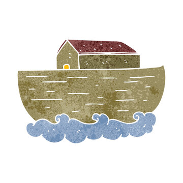 freehand retro cartoon noah's ark